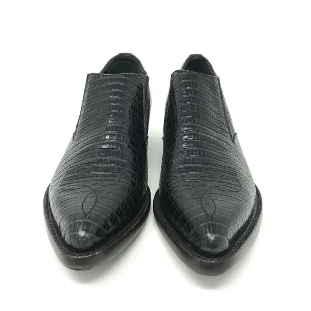 Ash Tequila Booties Black Lizard Embossed 7 NEW